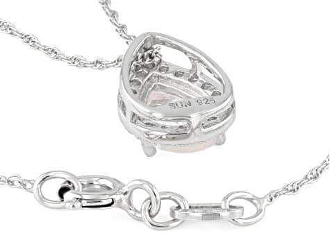Aurora Borealis and White Cubic Zirconia Rhodium Over Sterling Silver Pendant 2.13ctw