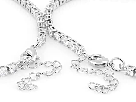 White Cubic Zirconia Rhodium Plated Charm Bracelet Set of 2 5.77ctw