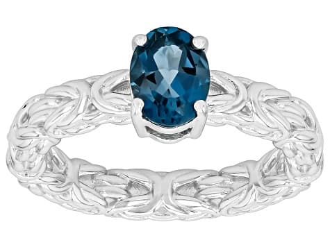 London Blue Topaz Rhodium Over Sterling Silver Ring 1.35ct