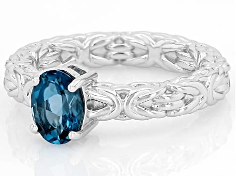 London Blue Topaz Rhodium Over Sterling Silver Ring 1.35ct