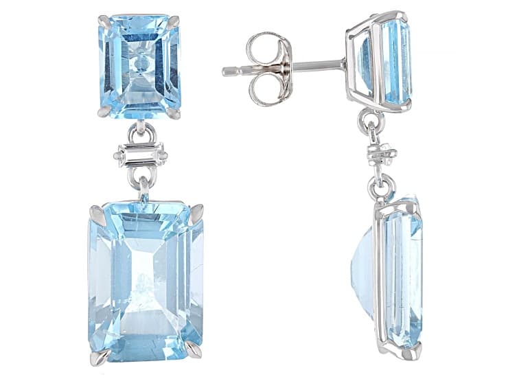 Sky Blue Topaz Rhodium Over Sterling Silver Earrings 21.25ctw
