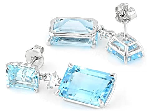 Sky Blue Topaz Rhodium Over Sterling Silver Earrings 21.25ctw