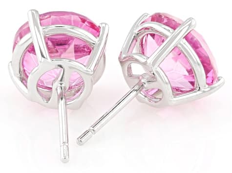 Hot Pink Quartz Rhodium Over Sterling Silver Earrings 6.50ctw