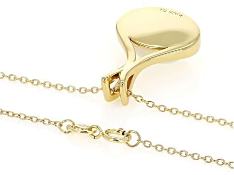 White Ethiopian Opal 18k Yellow Gold Over Sterling Silver Pendant with Chain