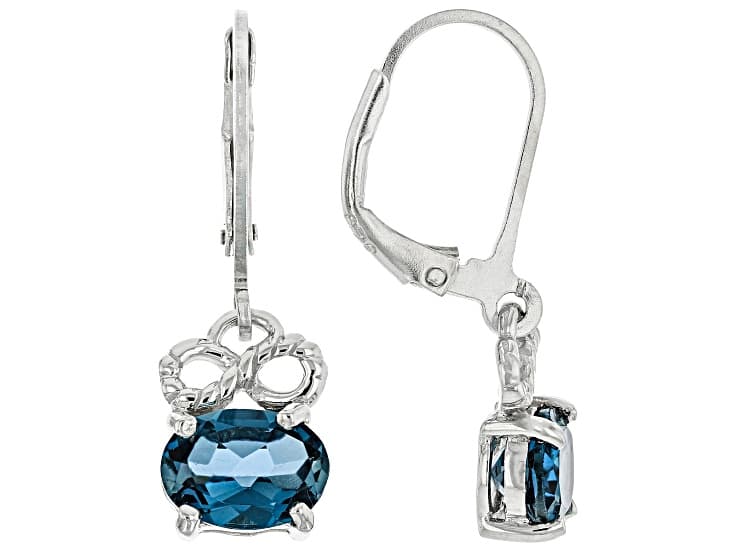 London Blue Topaz Rhodium Over Sterling Silver Earrings 2.50ctw
