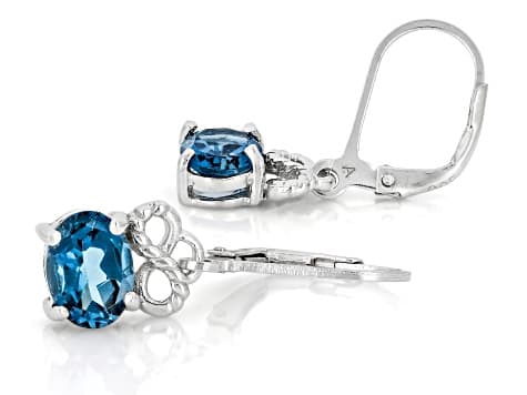 London Blue Topaz Rhodium Over Sterling Silver Earrings 2.50ctw