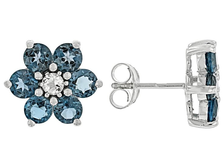 London Blue Topaz Rhodium Over Sterling Silver Earrings 3.43ctw