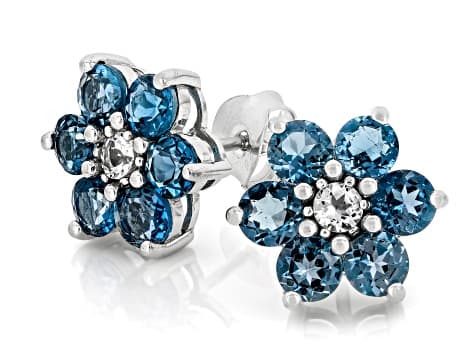 London Blue Topaz Rhodium Over Sterling Silver Earrings 3.43ctw