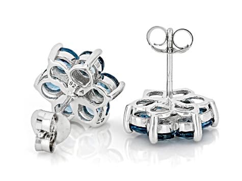 London Blue Topaz Rhodium Over Sterling Silver Earrings 3.43ctw