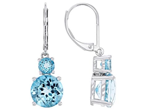 Swiss Blue Topaz Rhodium Plated Earrings 10.30ctw