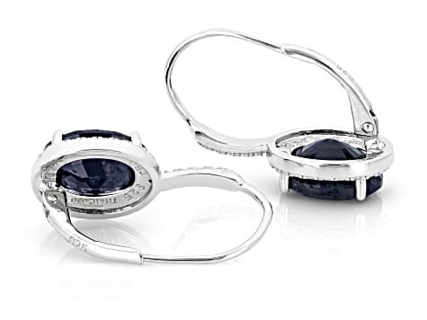 Blue Midnight Sapphire Rhodium Over Sterling Silver Earrings 5.51ctw