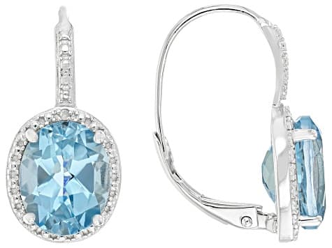 Blue Topaz Rhodium Over Sterling Silver Earrings 4.92ctw