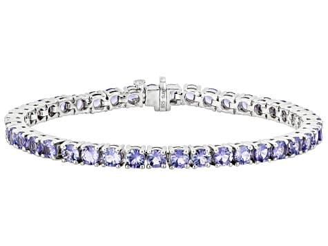 Blue Tanzanite Rhodium Over Sterling Silver Bracelet 9.50ctw
