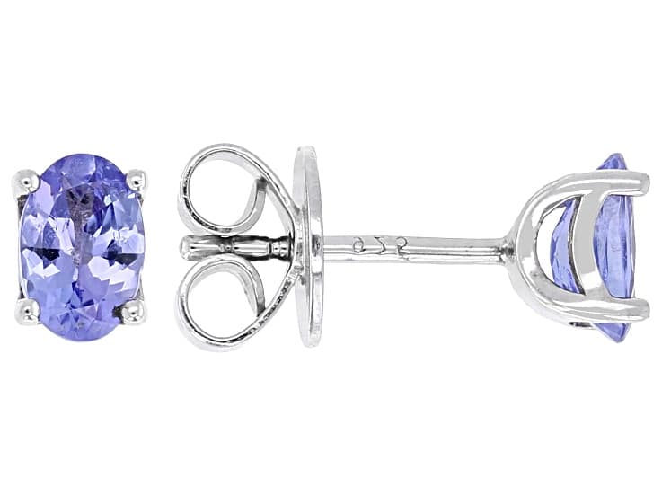 Blue Tanzanite Rhodium Over Sterling Silver Stud Earrings 0.76ctw