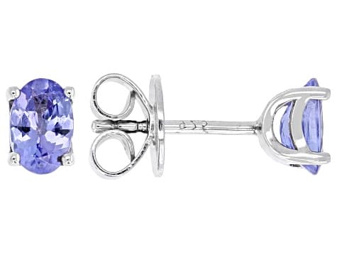 Blue Tanzanite Rhodium Over Sterling Silver Stud Earrings 0.76ctw