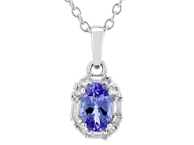 Tanzanite Rhodium Over Sterling Silver Pendant with Chain 0.50ctw