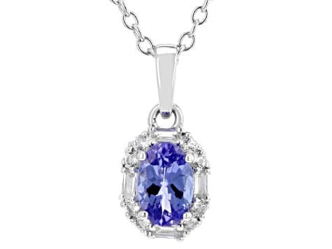 Tanzanite Rhodium Over Sterling Silver Pendant with Chain 0.50ctw