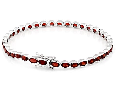Red Garnet Rhodium Over Sterling Silver Tennis Bracelet 9.25ctw