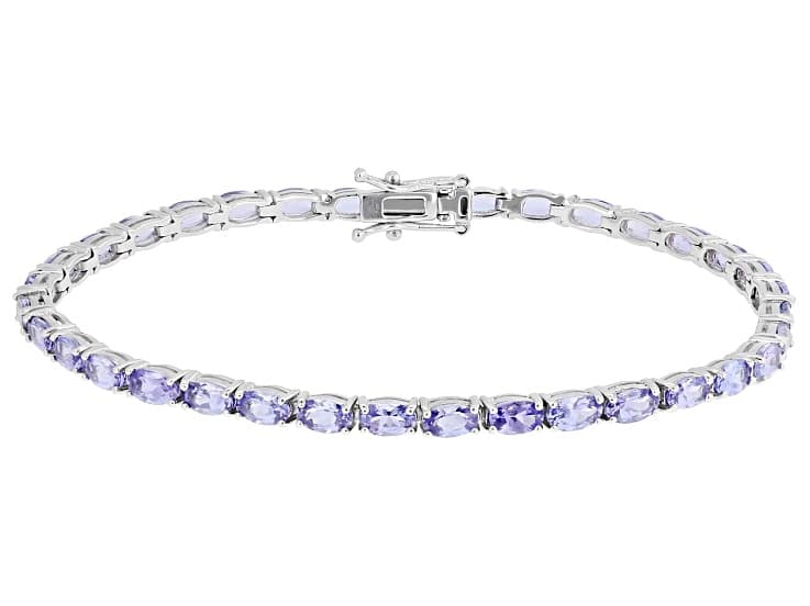 Blue Tanzanite Rhodium Over Sterling Silver Tennis Bracelet 7.00ctw