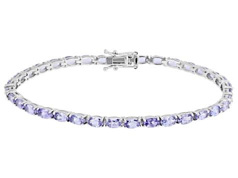 Blue Tanzanite Rhodium Over Sterling Silver Tennis Bracelet 7.00ctw