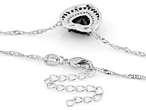 Black Spinel and Lab Created White Sapphire Rhodium Over Brass Necklace 2.60ctw