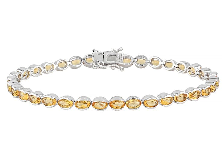 Yellow Citrine Rhodium Over Sterling Silver Bracelet 6.75ctw