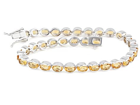Yellow Citrine Rhodium Over Sterling Silver Bracelet 6.75ctw
