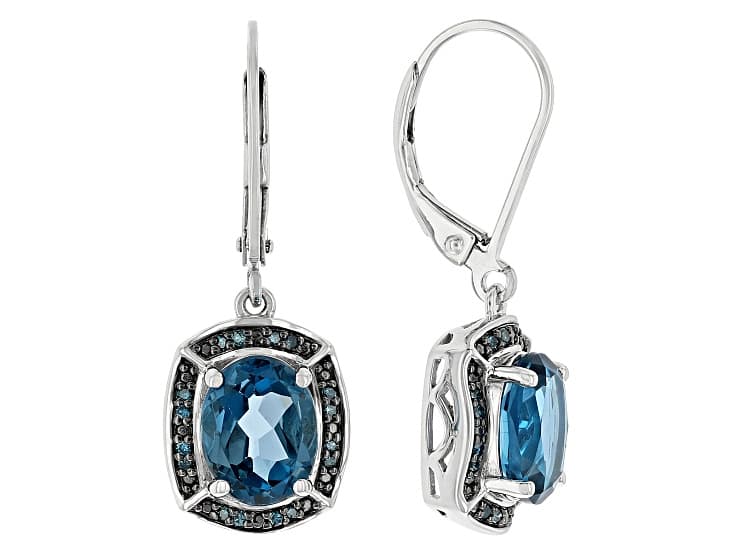 London Blue Topaz Rhodium Over Sterling Silver Earrings 4.03ctw