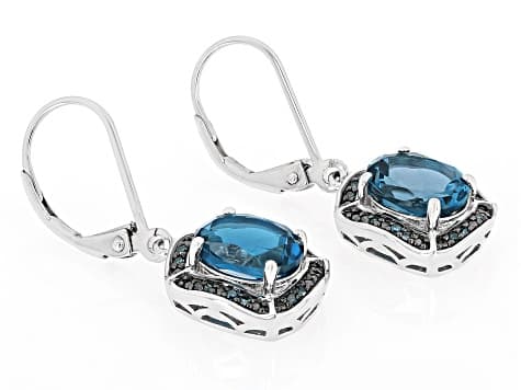 London Blue Topaz Rhodium Over Sterling Silver Earrings 4.03ctw