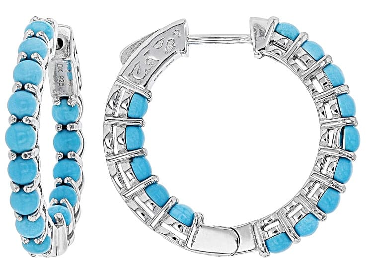 Sleeping Beauty Turquoise Rhodium Over Sterling Silver Earrings