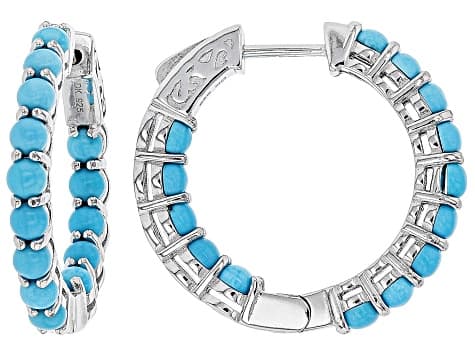 Sleeping Beauty Turquoise Rhodium Over Sterling Silver Earrings