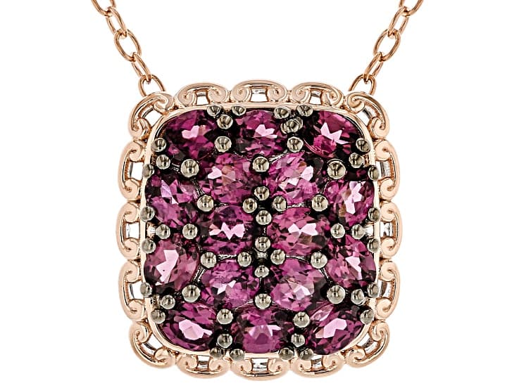 Color Shift Garnet Rhodium & 18k Gold Over Palladium Sterling Silver Pendant With Chain 3.20ctw