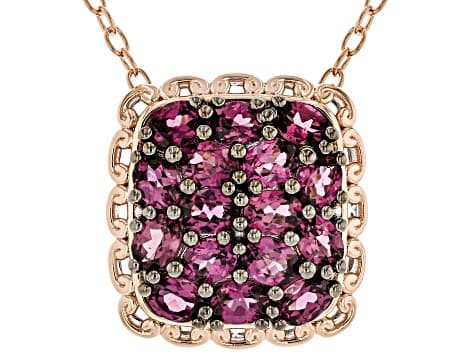 Color Shift Garnet Rhodium & 18k Gold Over Palladium Sterling Silver Pendant With Chain 3.20ctw