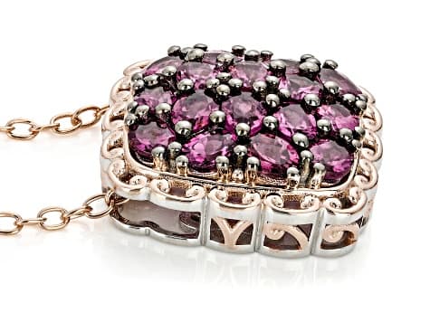 Color Shift Garnet Rhodium & 18k Gold Over Palladium Sterling Silver Pendant With Chain 3.20ctw