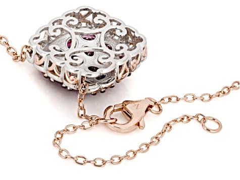 Color Shift Garnet Rhodium & 18k Gold Over Palladium Sterling Silver Pendant With Chain 3.20ctw