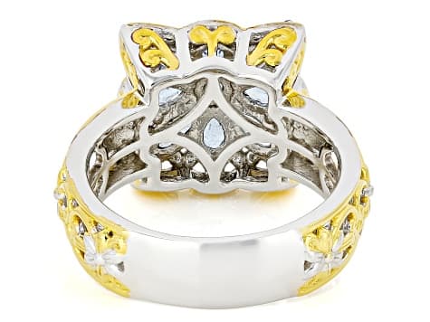 Blue Santa Maria Aquamarine Rhodium & 24k Gold Over Palladium Sterling Silver Ring 1.44ctw