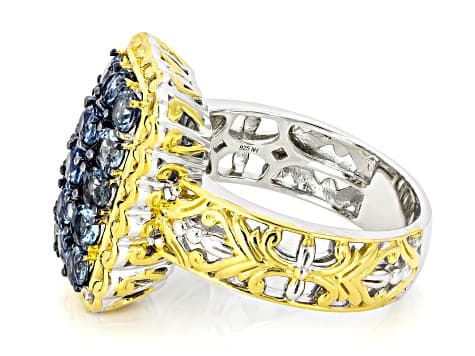 Blue Santa Maria Aquamarine Rhodium & 24k Gold Over Palladium Sterling Silver Ring 1.52ctw
