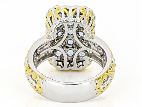 Blue Santa Maria Aquamarine Rhodium & 24k Gold Over Palladium Sterling Silver Ring 1.52ctw