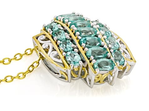 Dauphin Apatite Rhodium & 24k Gold Over Palladium Sterling Silver Pendant With Chain 3.37ctw