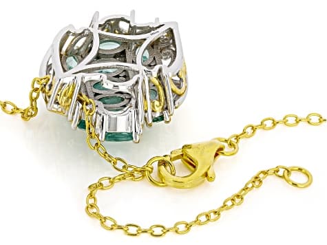 Dauphin Apatite Rhodium & 24k Gold Over Palladium Sterling Silver Pendant With Chain 3.37ctw