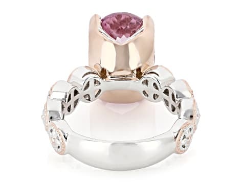 Pink Kunzite And White Zircon Rhodium & 18k Gold Over Palladium Sterling Silver Ring 8.38ctw