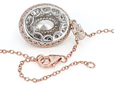 Pink Kunzite And White Zircon 18k Gold Over Palladium Sterling Silver Pendant With Chain 8.42ctw