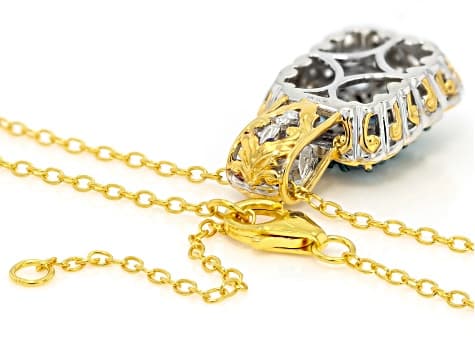 Santa Maria Aquamarine Rhodium/24k Gold Over Palladium Sterling Silver Pendant W/Chain 1.80ctw