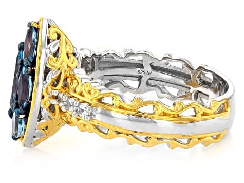 Santa Maria Aquamarine Rhodium & 24k Yellow Gold Over Palladium Sterling Silver Ring 1.40ctw