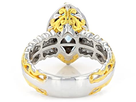 Santa Maria Aquamarine Rhodium & 24k Yellow Gold Over Palladium Sterling Silver Ring 1.40ctw