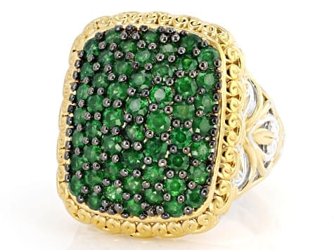 Tsavorite Rhodium/24k Yellow Gold Over Palladium Sterling Silver Ring 2.65ctw