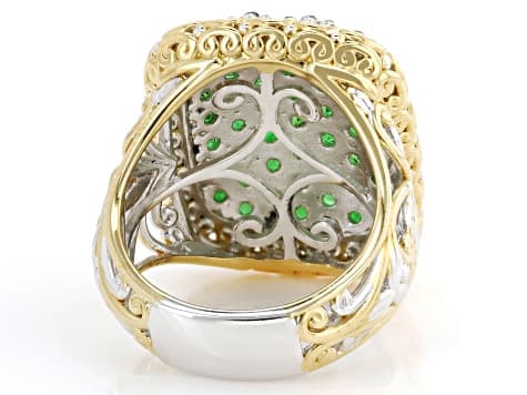 Tsavorite Rhodium/24k Yellow Gold Over Palladium Sterling Silver Ring 2.65ctw