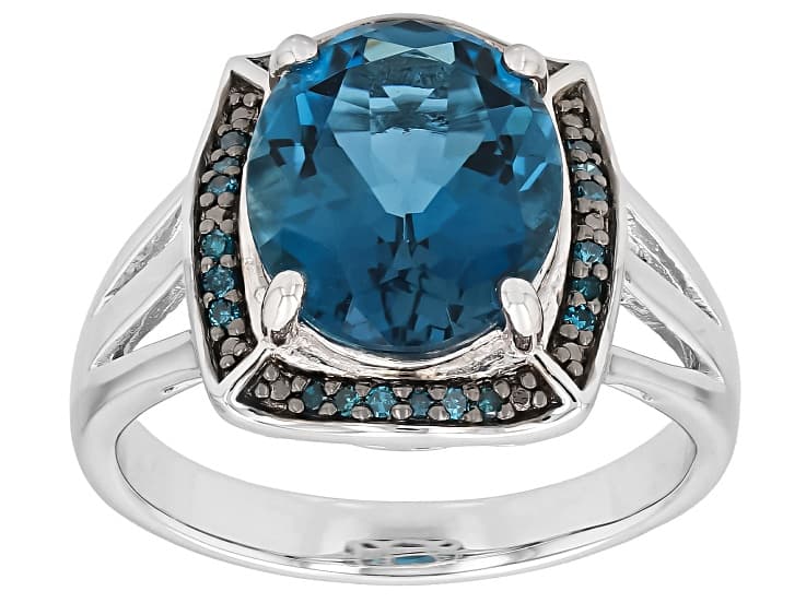 London Blue Topaz Rhodium Over Sterling Silver Ring 5.19ctw
