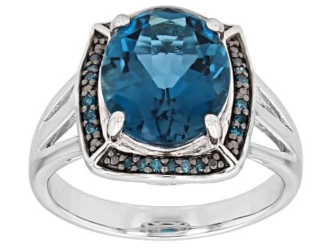 London Blue Topaz Rhodium Over Sterling Silver Ring 5.19ctw