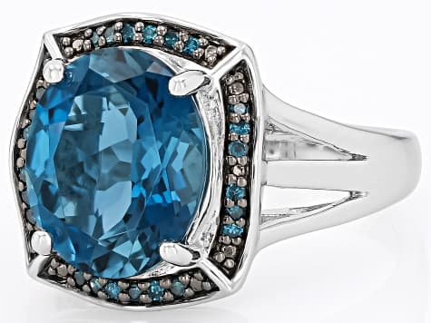 London Blue Topaz Rhodium Over Sterling Silver Ring 5.19ctw
